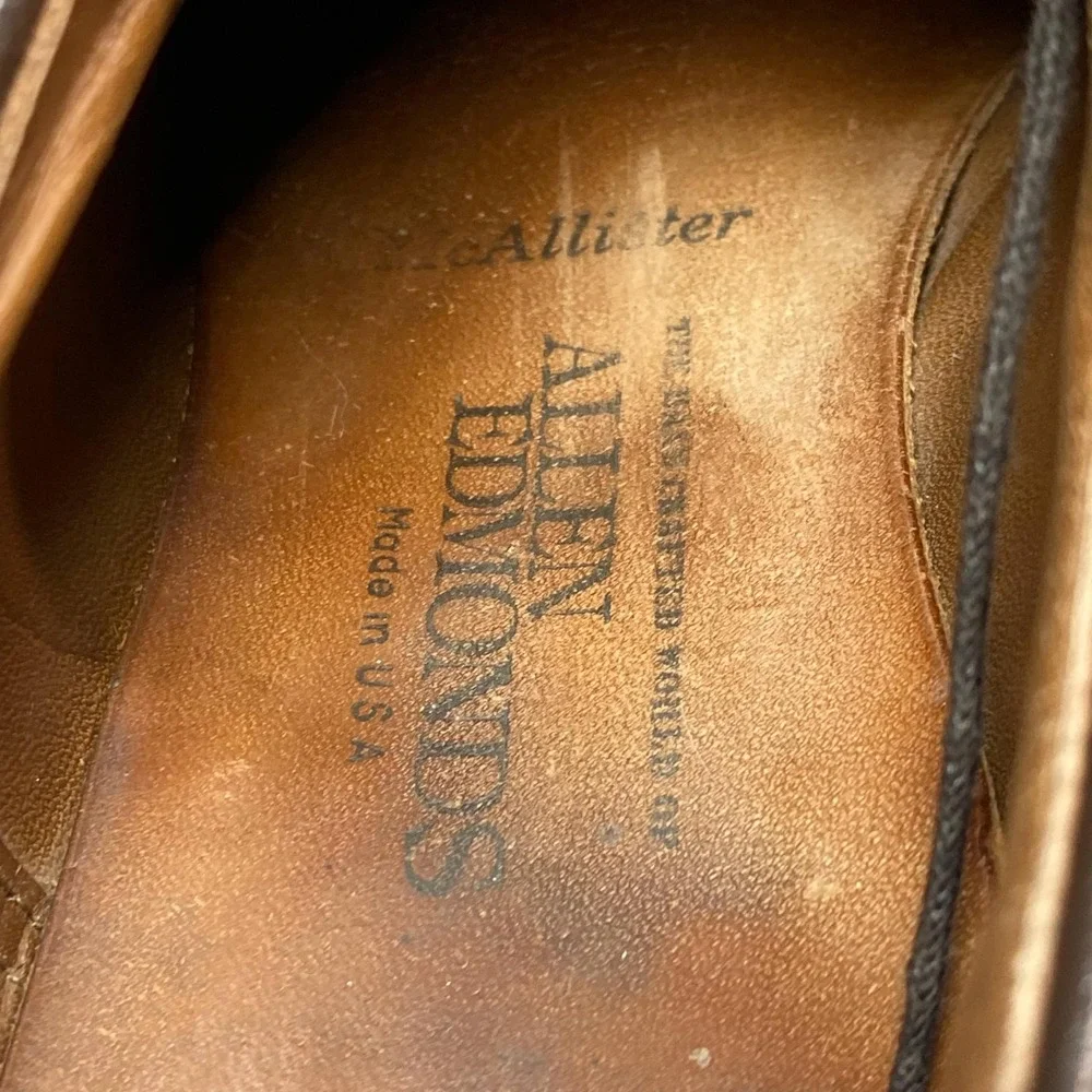 Allen Edmonds McAllister Wingtip Oxford Mens 9 D Brown Leather Brogue Shoes USA